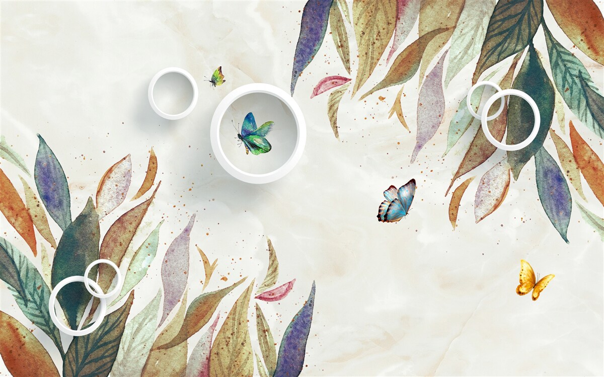 Fototapeta jesienne liście i motyle