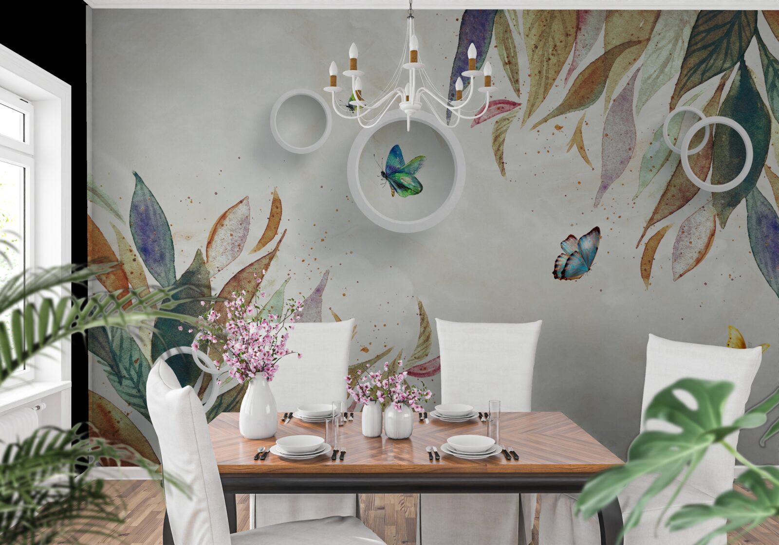 Fototapeta jesienne liście i motyle