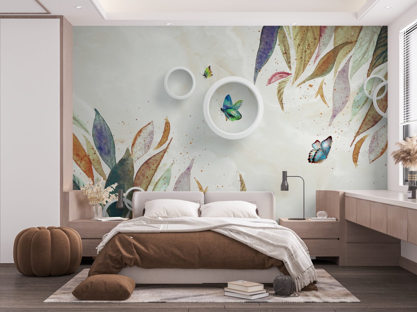 Fototapeta jesienne liście i motyle