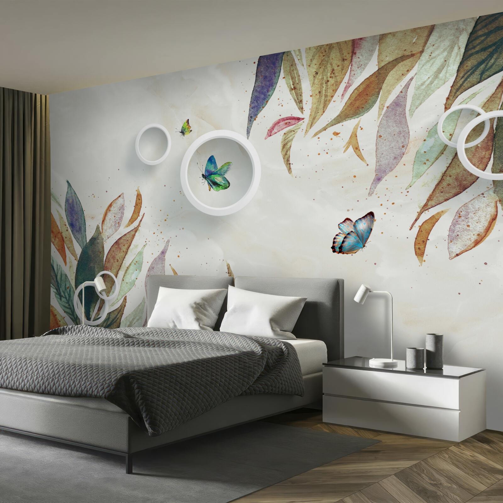 Fototapeta jesienne liście i motyle