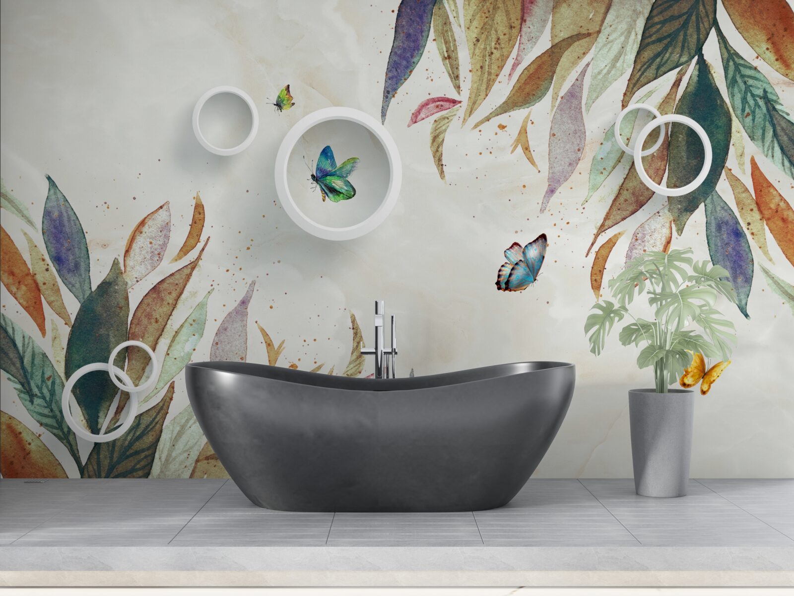 Fototapeta jesienne liście i motyle