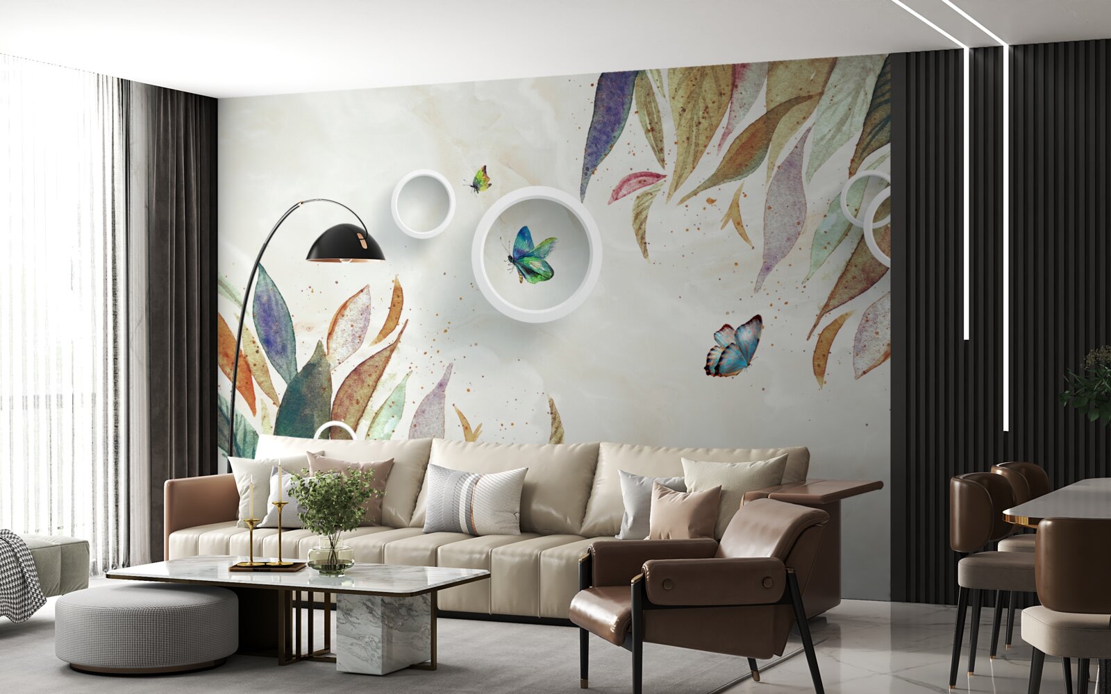 Fototapeta jesienne liście i motyle