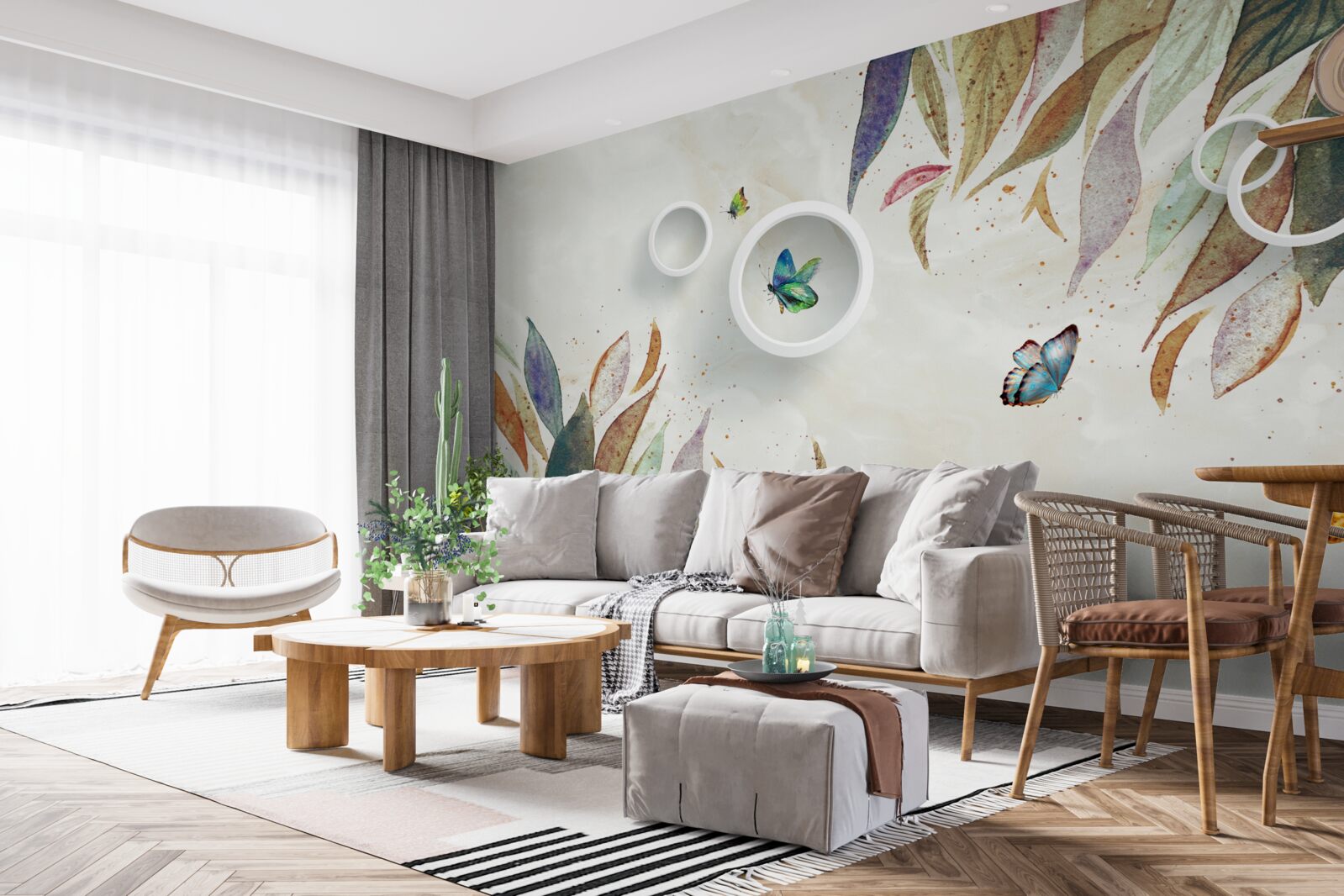 Fototapeta jesienne liście i motyle