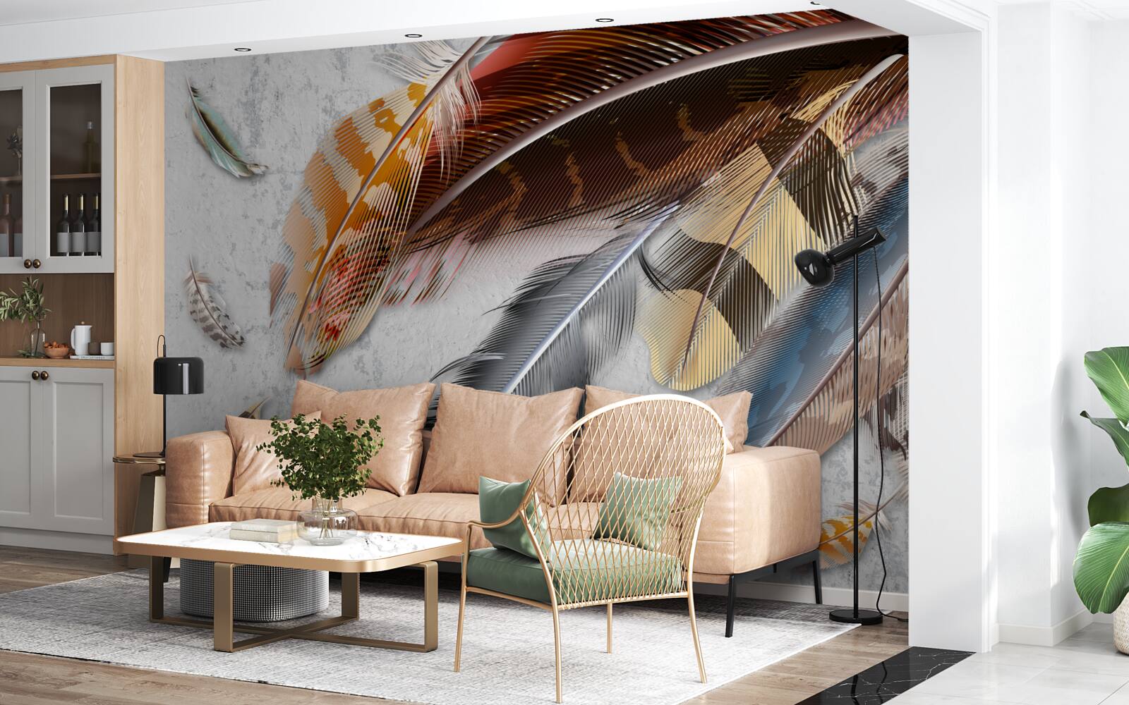 Fototapeta pióra różnych gatunków ptaków