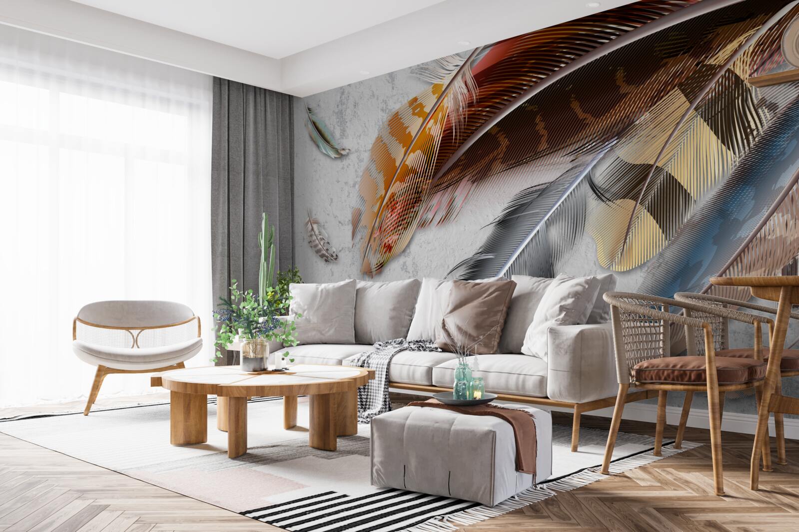 Fototapeta pióra różnych gatunków ptaków