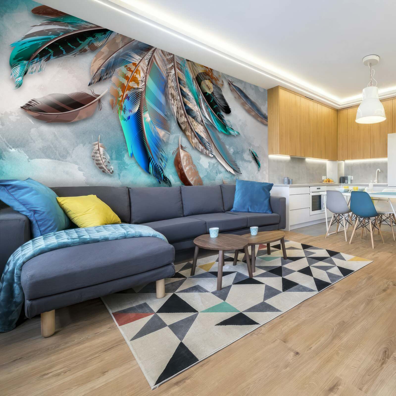 Fototapeta jasne, wielokolorowe upierzenie