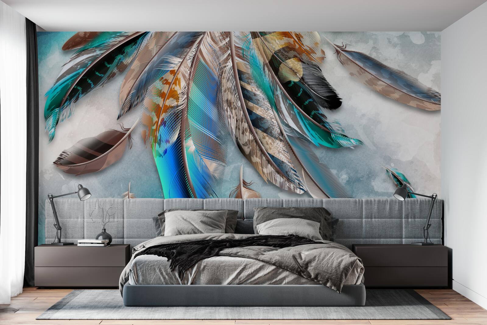 Fototapeta jasne, wielokolorowe upierzenie