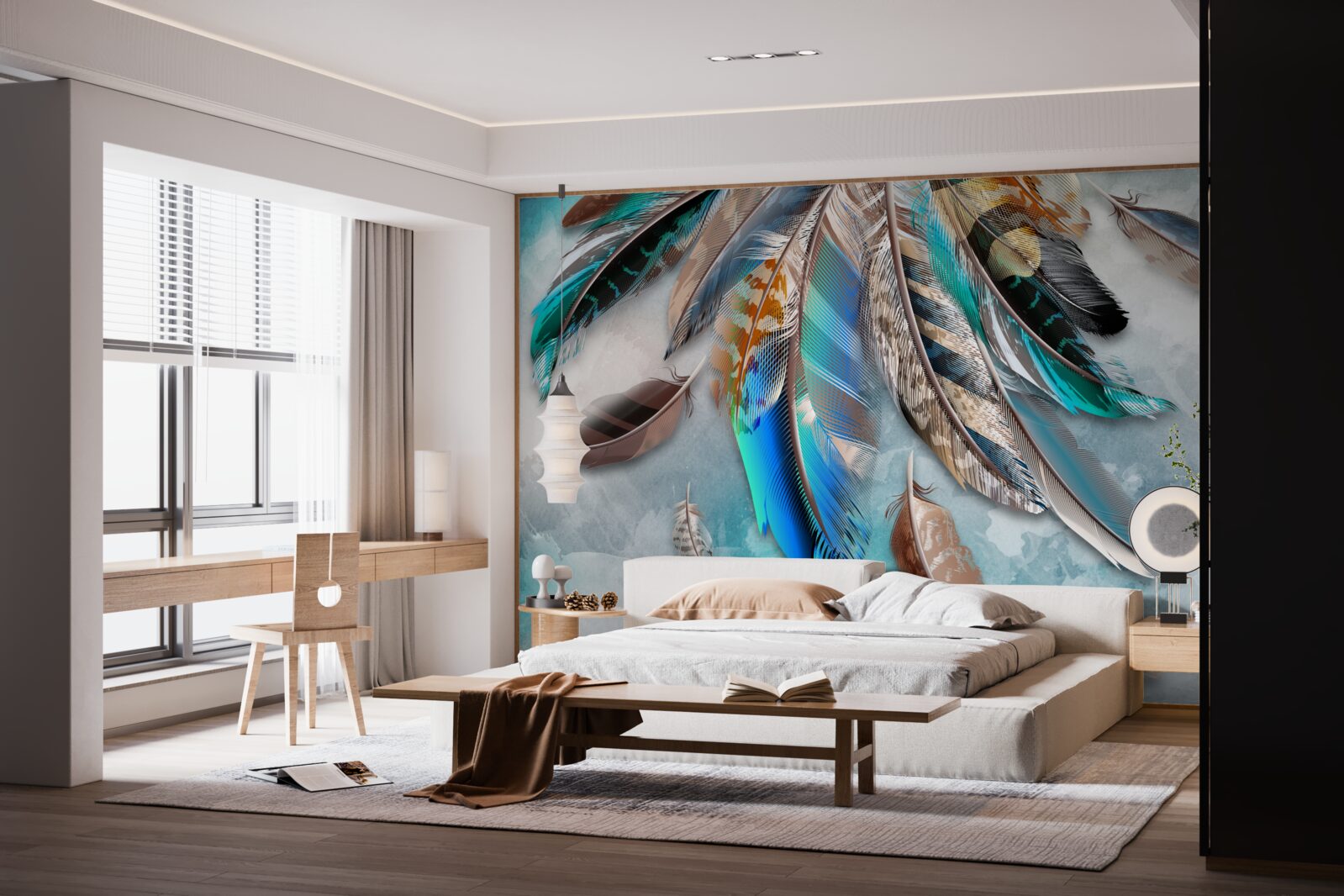 Fototapeta jasne, wielokolorowe upierzenie