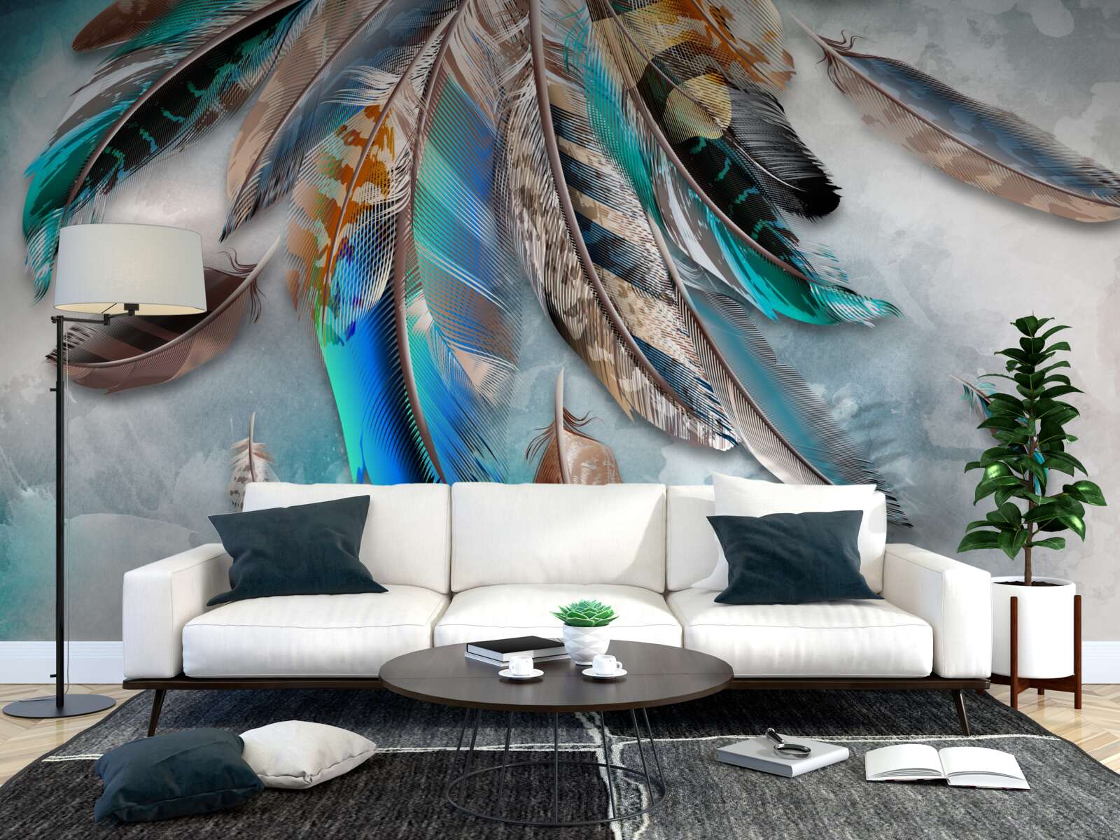 Fototapeta jasne, wielokolorowe upierzenie