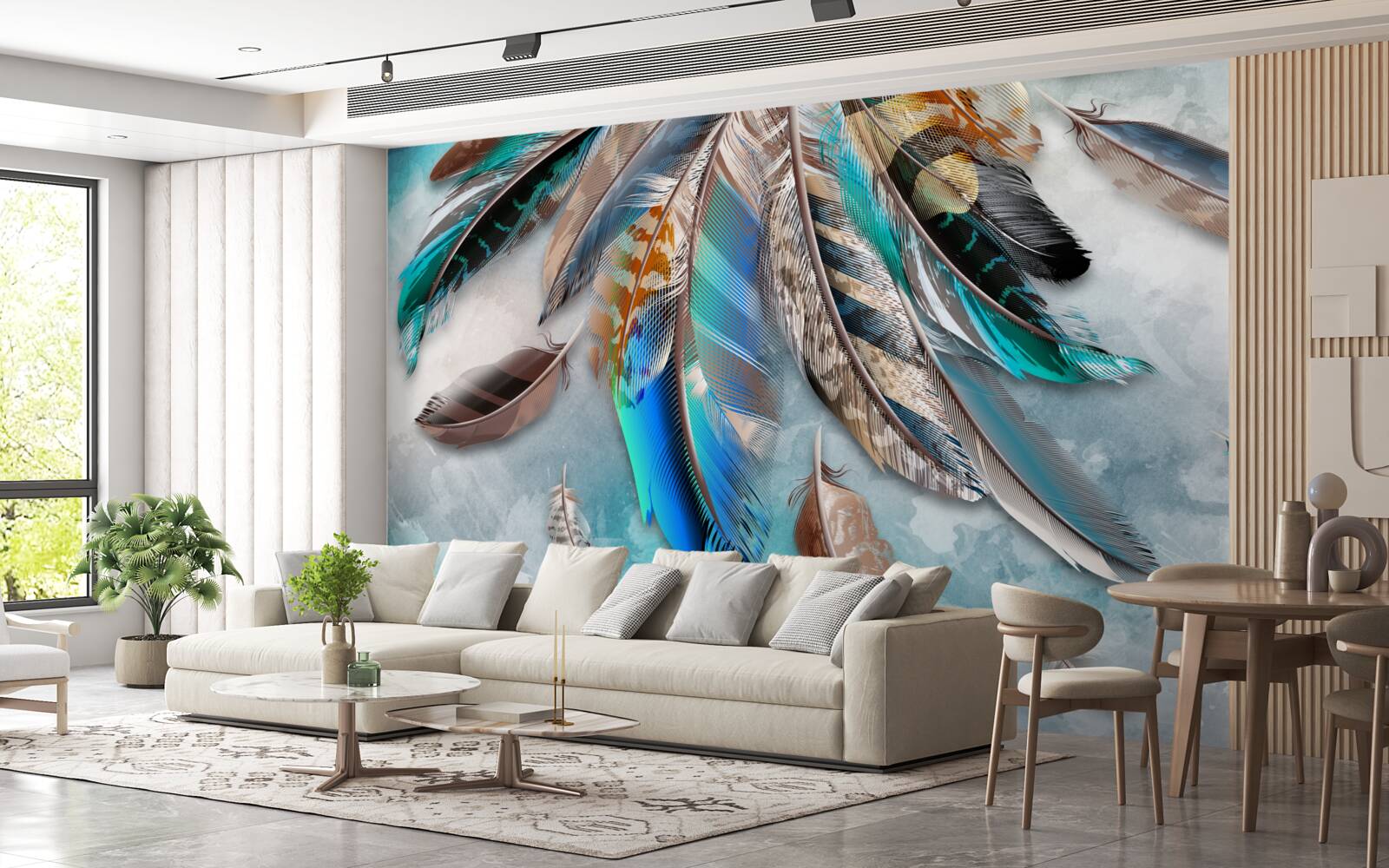 Fototapeta jasne, wielokolorowe upierzenie