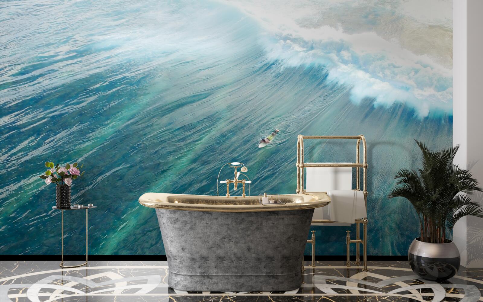 Fototapeta pokonywanie fal oceanu poprzez surfowanie