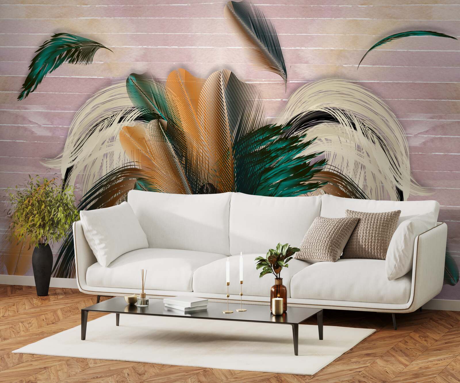 Fototapeta kolekcja piór w bukiecie