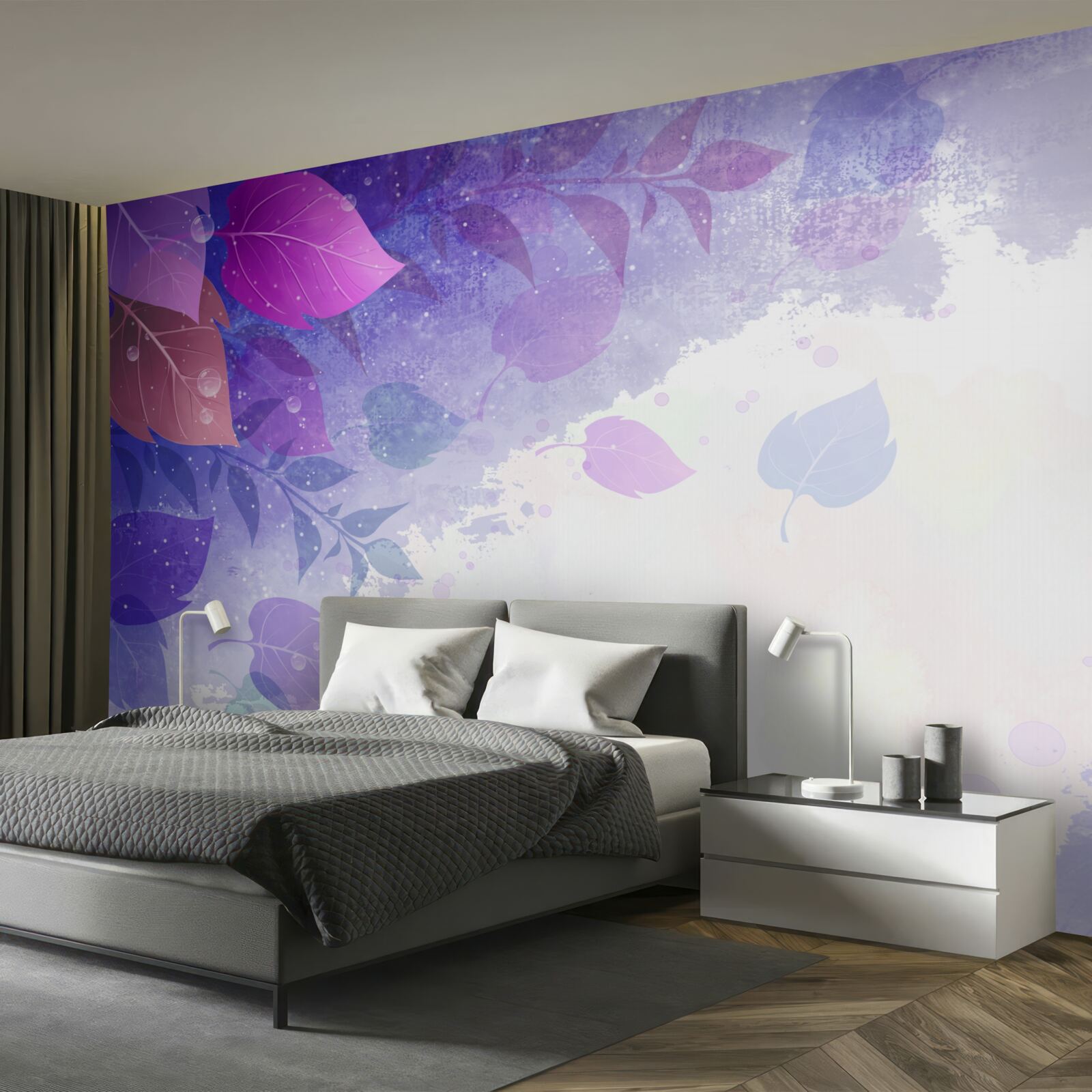 Fototapeta jesienne liście o fioletowym odcieniu