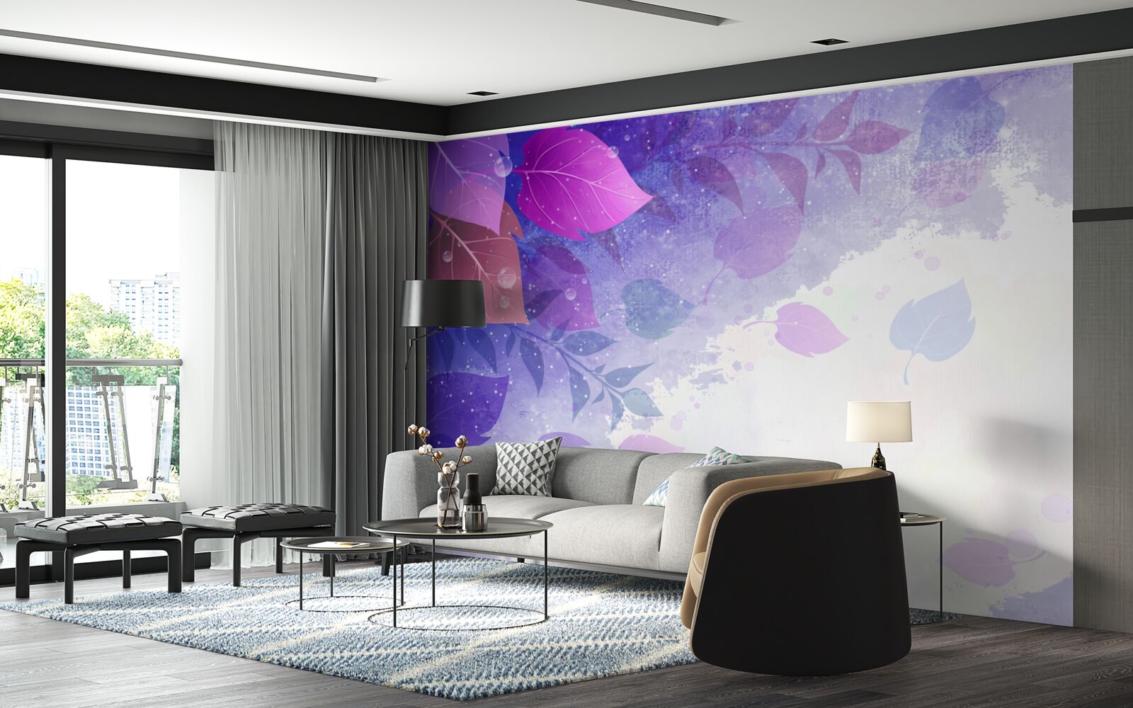 Fototapeta jesienne liście o fioletowym odcieniu