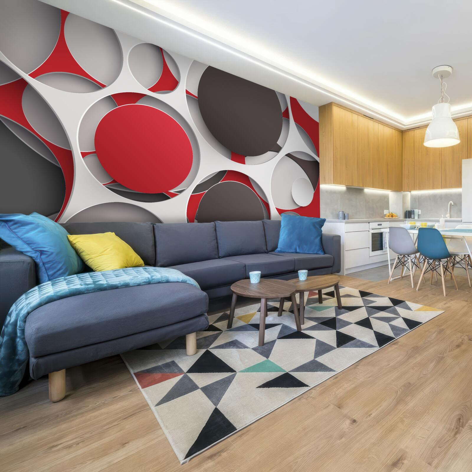 Fototapeta siatka z kolorowymi kółkami