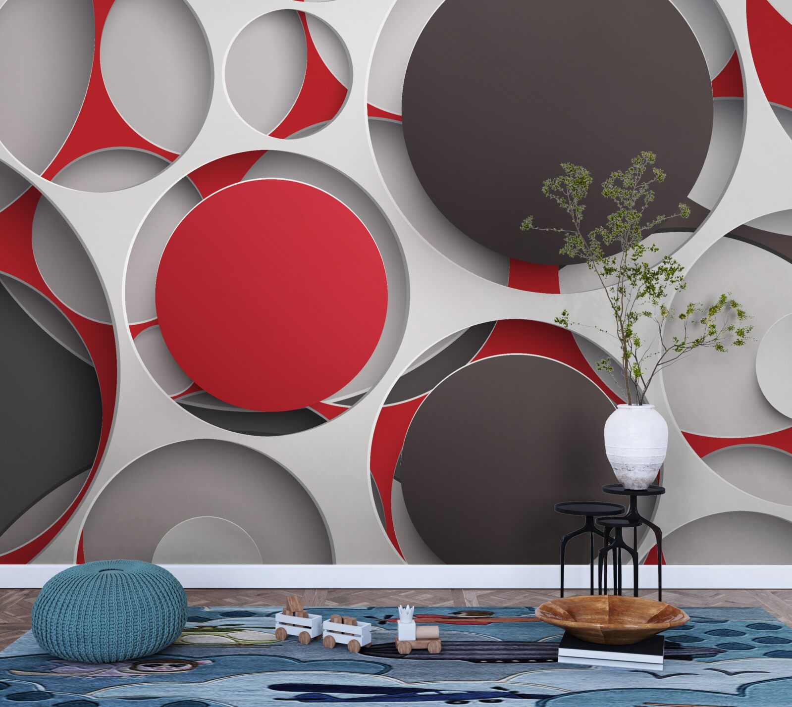 Fototapeta siatka z kolorowymi kółkami