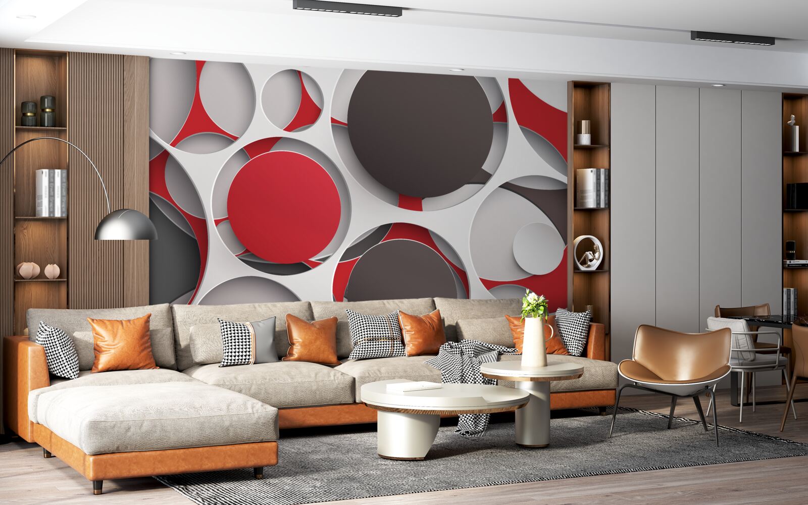 Fototapeta siatka z kolorowymi kółkami