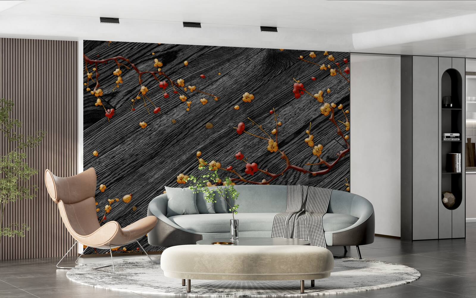 Fototapeta gałąź magnolii, złocona po zachodzie słońca