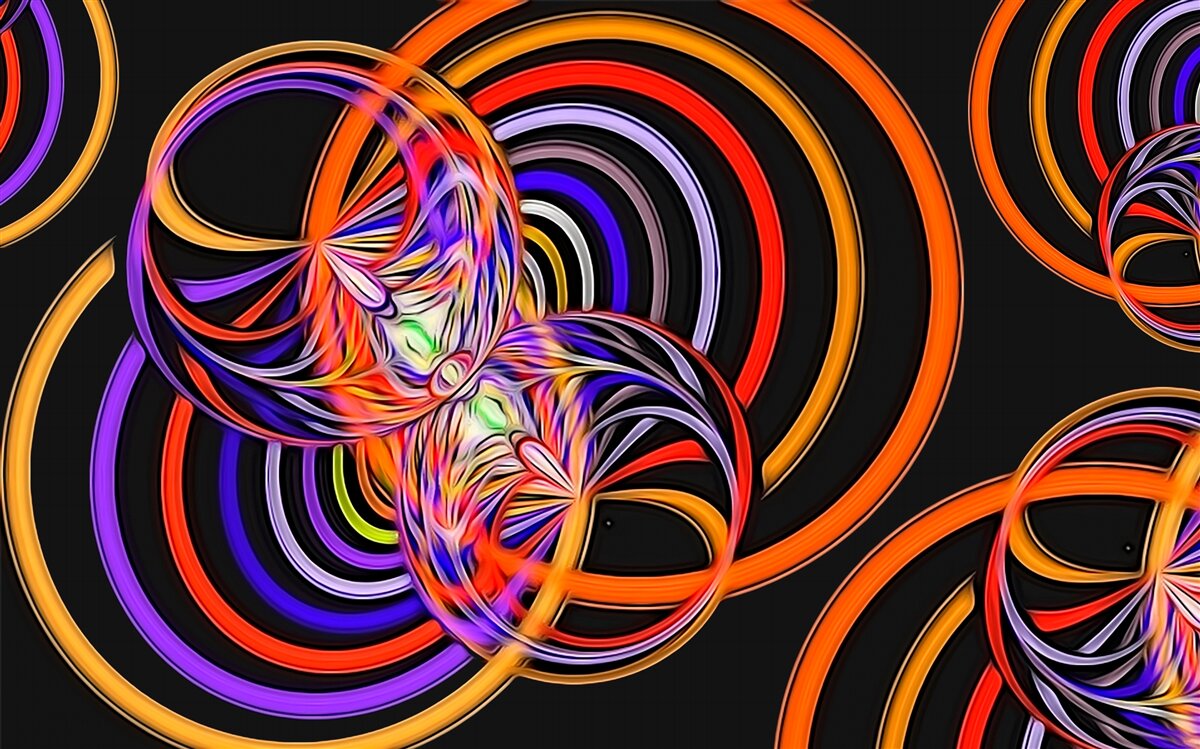 Fototapeta pierścionki wypełnione kolorowymi bąbelkami