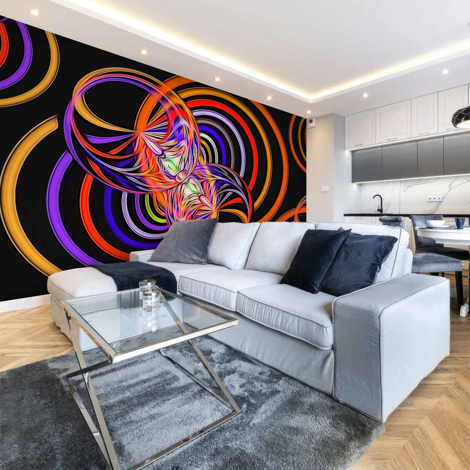 Fototapeta pierścionki wypełnione kolorowymi bąbelkami