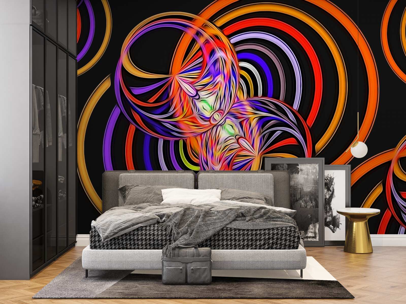 Fototapeta pierścionki wypełnione kolorowymi bąbelkami