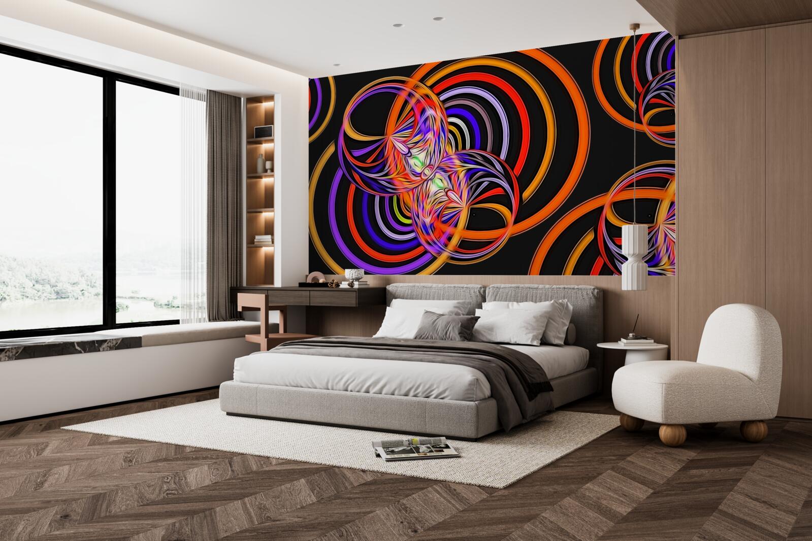 Fototapeta pierścionki wypełnione kolorowymi bąbelkami