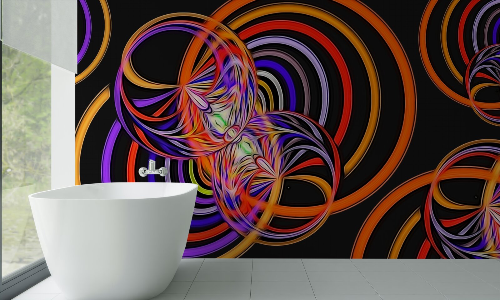 Fototapeta pierścionki wypełnione kolorowymi bąbelkami