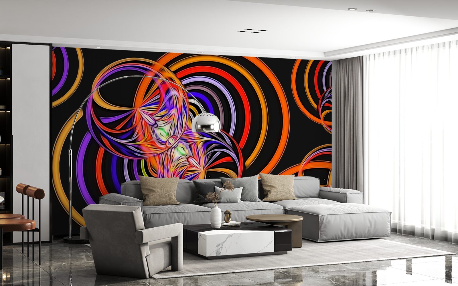 Fototapeta pierścionki wypełnione kolorowymi bąbelkami