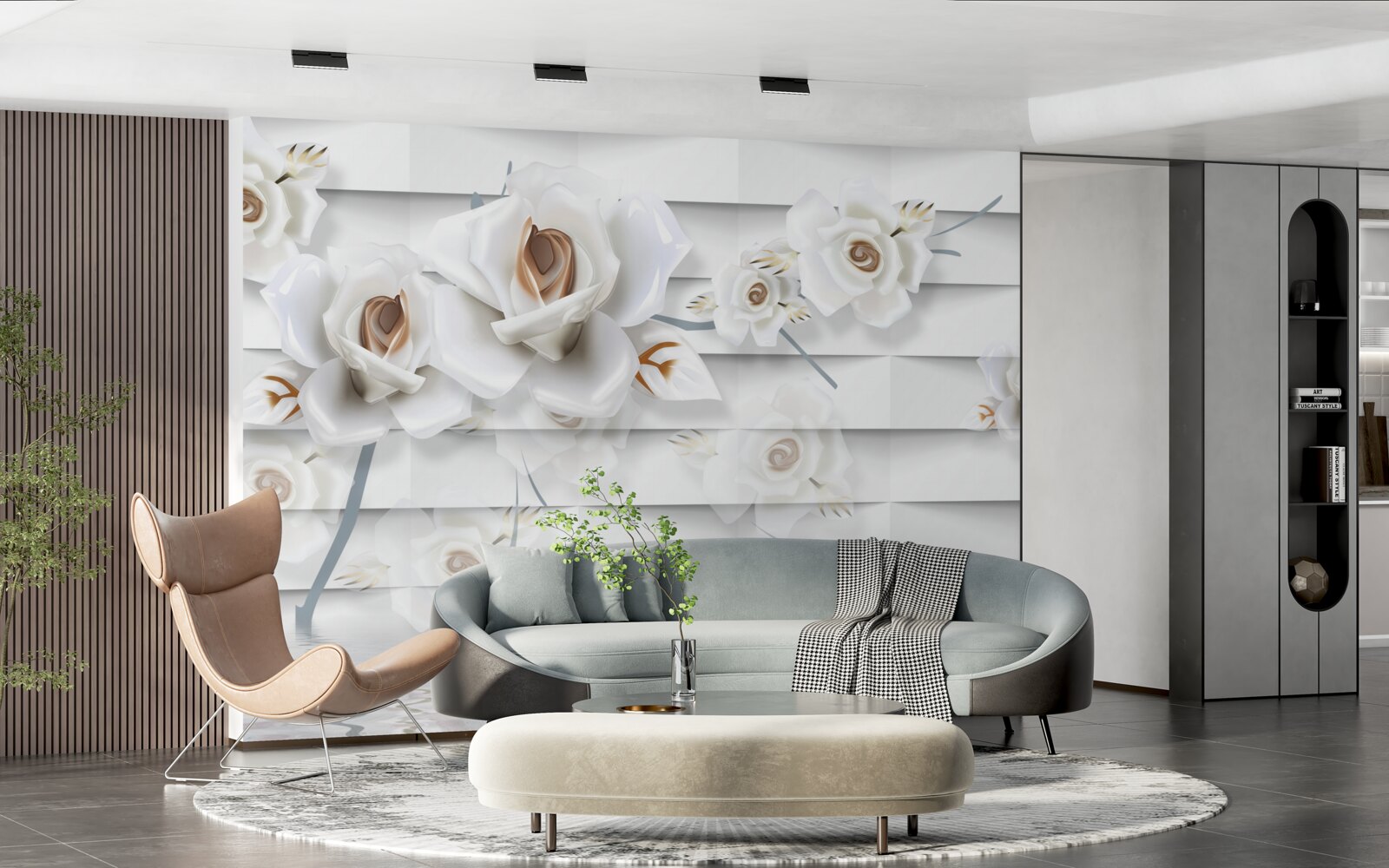 Fototapeta spokojna woda usiana jest białymi kwiatami