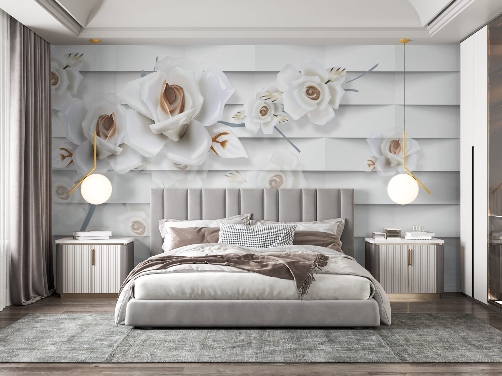 Fototapeta spokojna woda usiana jest białymi kwiatami