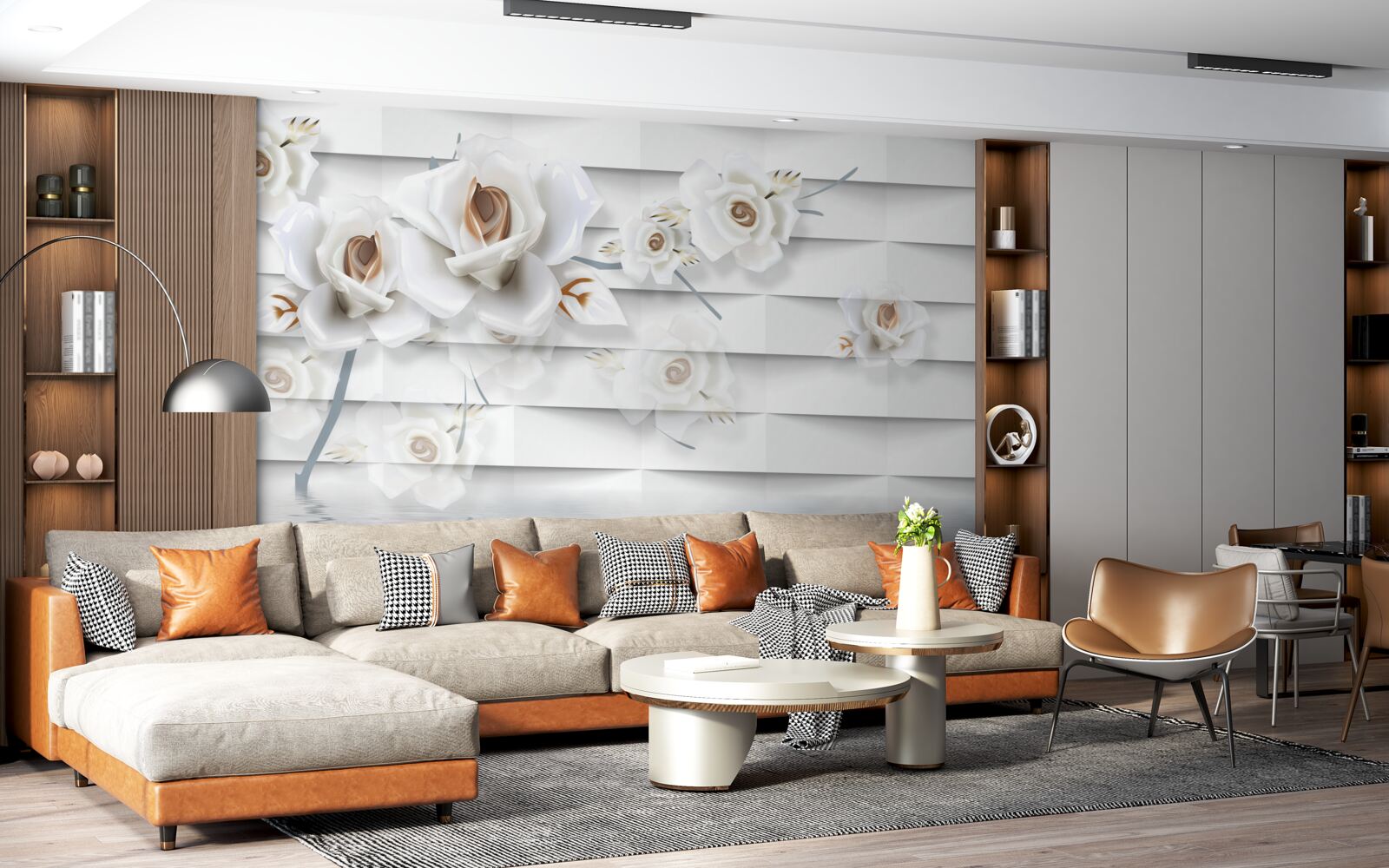 Fototapeta spokojna woda usiana jest białymi kwiatami