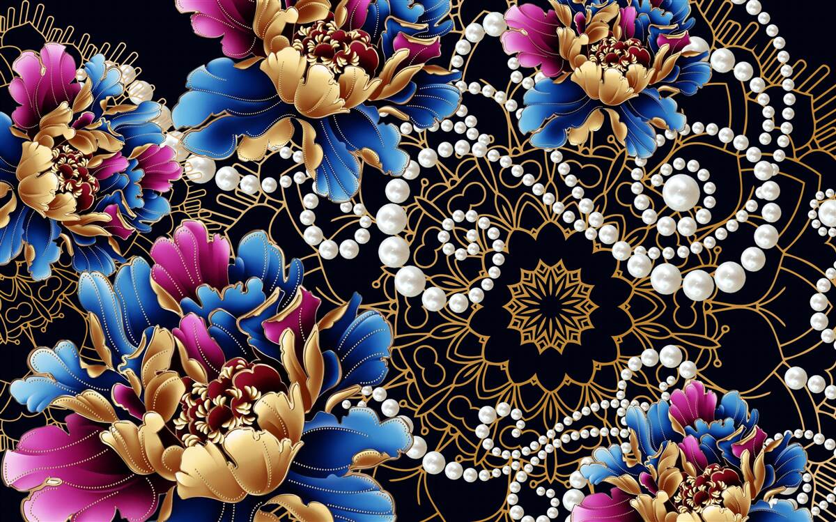 Fototapeta biżuteria i kwiaty tworzą abstrakcyjny zestaw