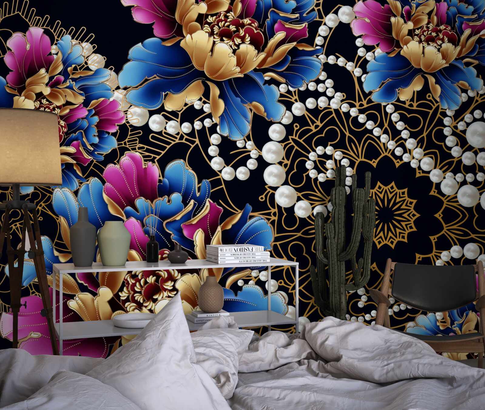 Fototapeta biżuteria i kwiaty tworzą abstrakcyjny zestaw