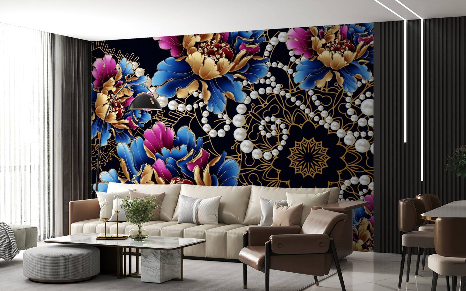 Fototapeta biżuteria i kwiaty tworzą abstrakcyjny zestaw