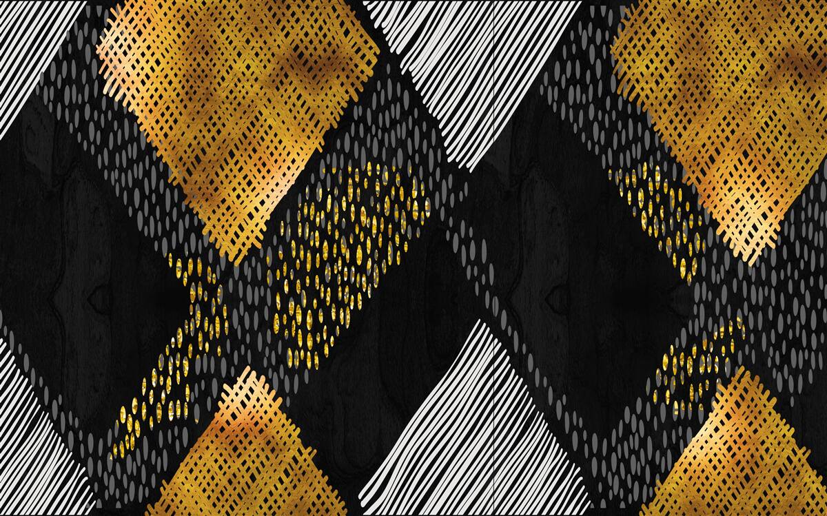 Fototapeta szczyty górskie, czarne i złote