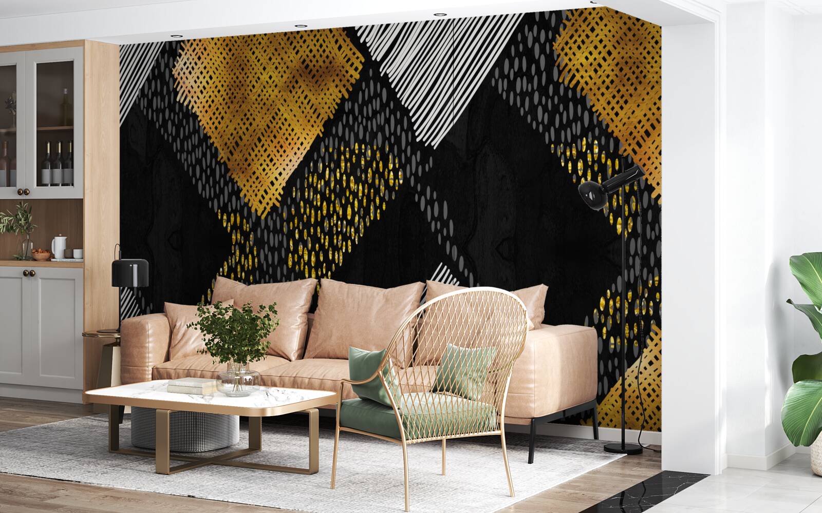 Fototapeta szczyty górskie, czarne i złote