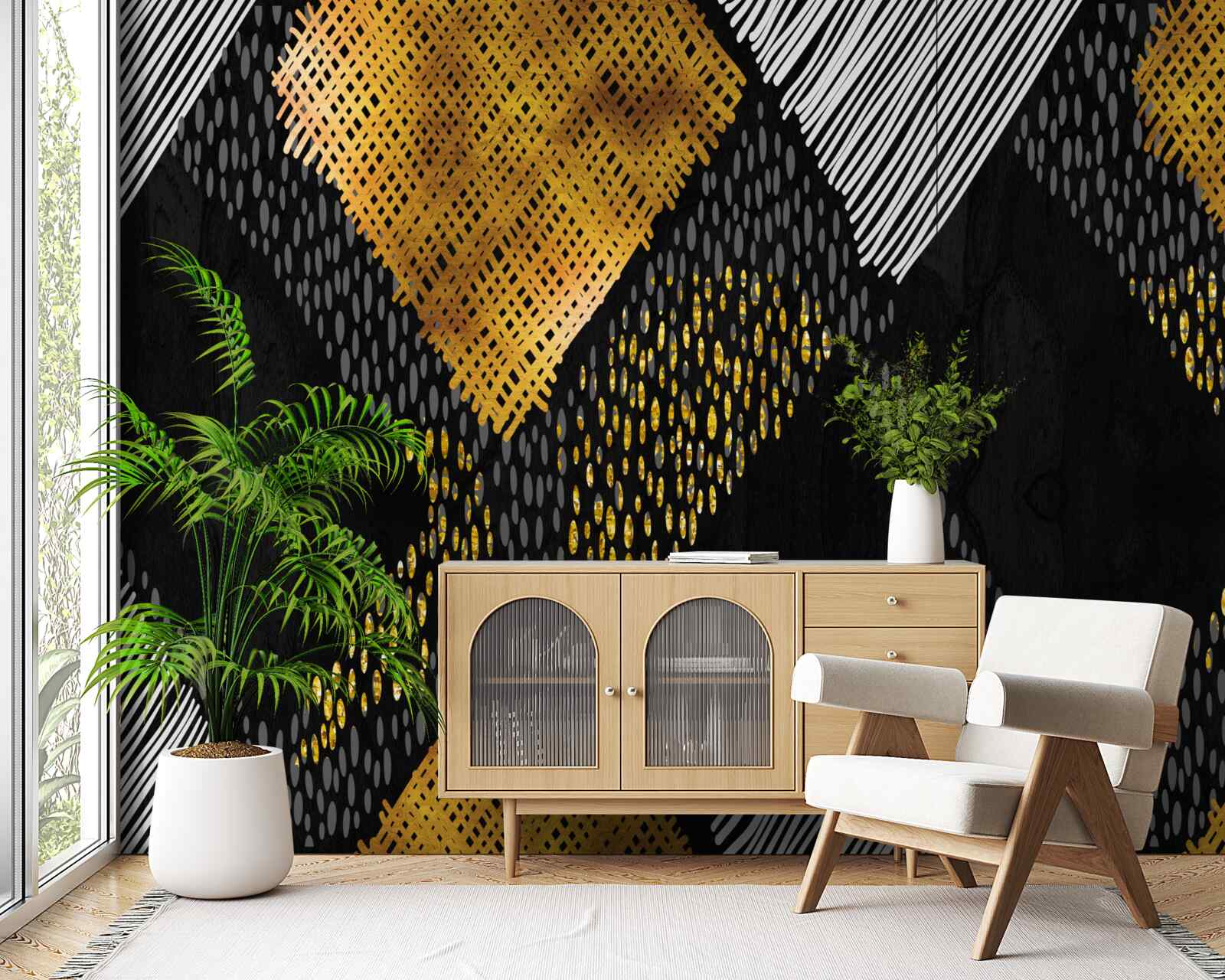 Fototapeta szczyty górskie, czarne i złote