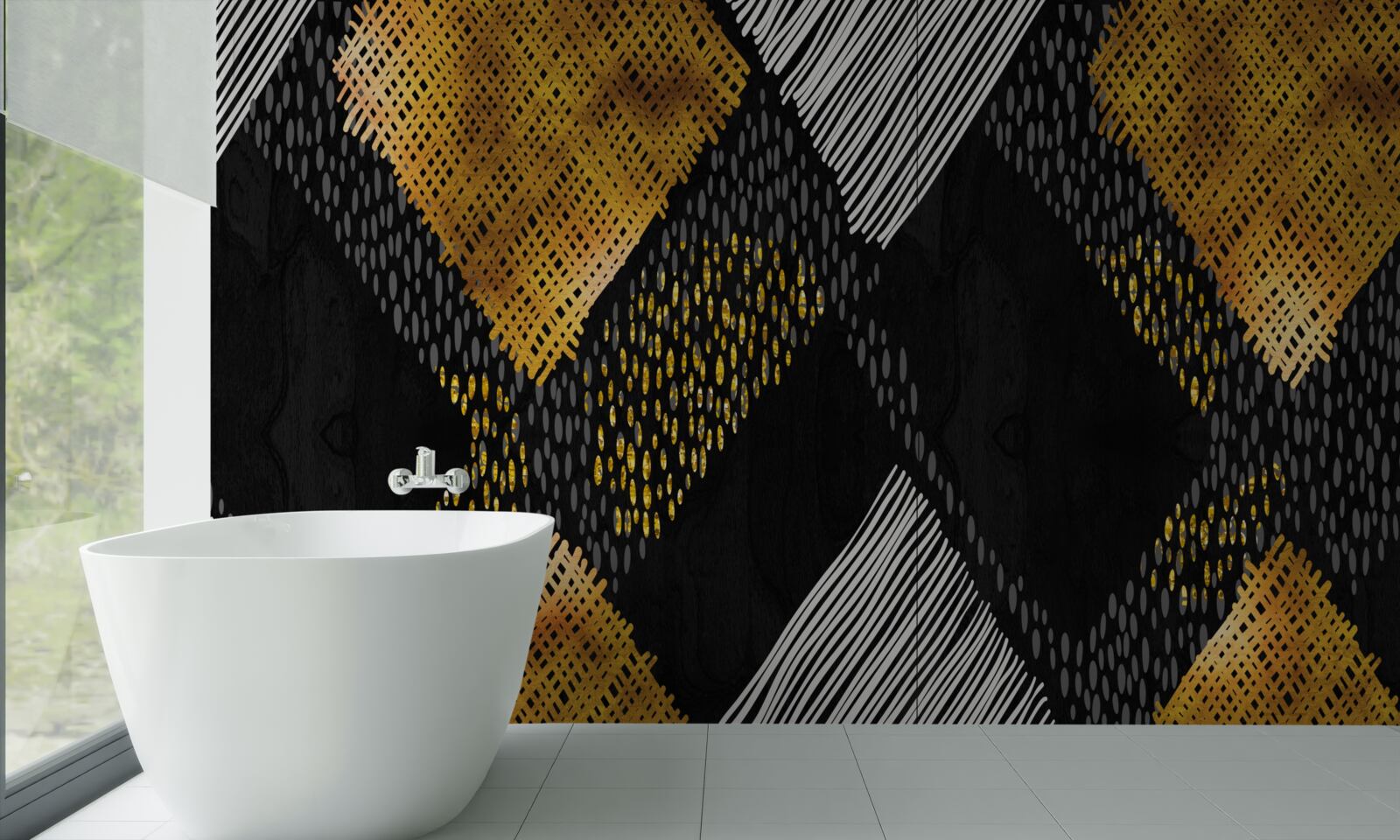 Fototapeta szczyty górskie, czarne i złote