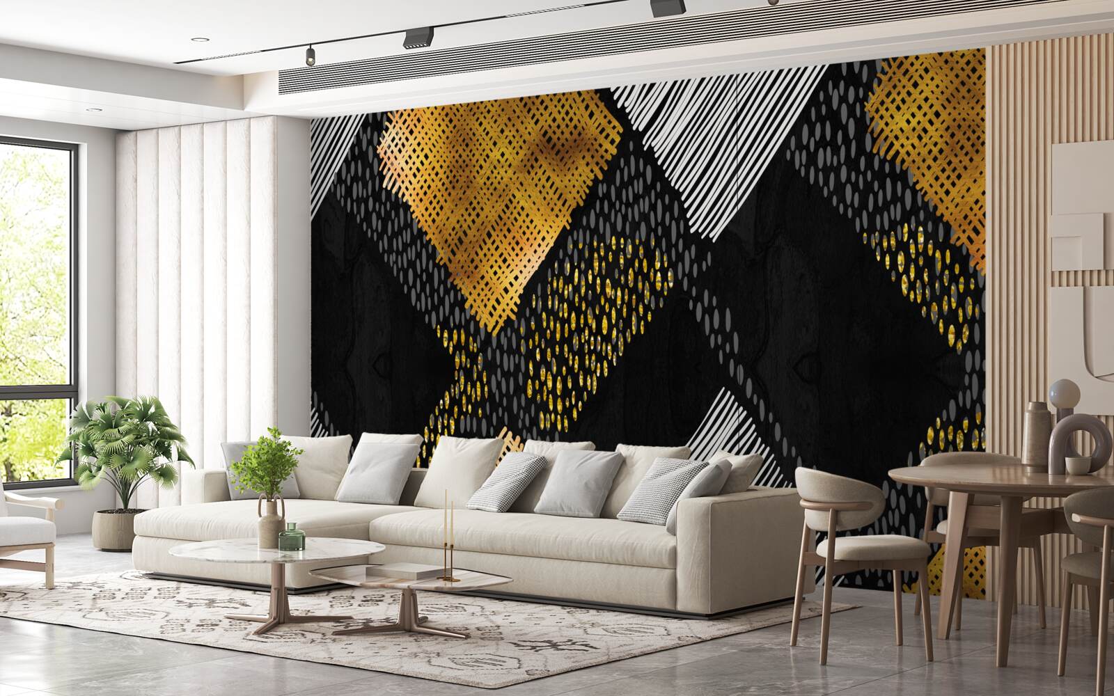 Fototapeta szczyty górskie, czarne i złote