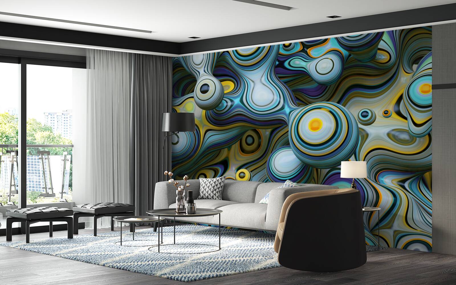 Fototapeta abstrakcyjne obrazy kulek i jasnych wiązek