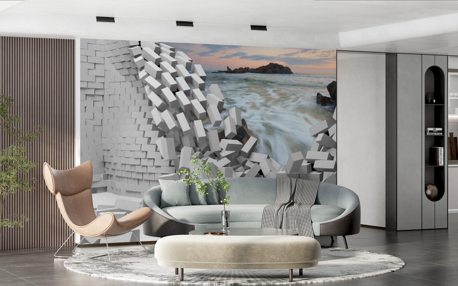 Fototapeta abstrakcyjna ściana jest zniszczona przez fale