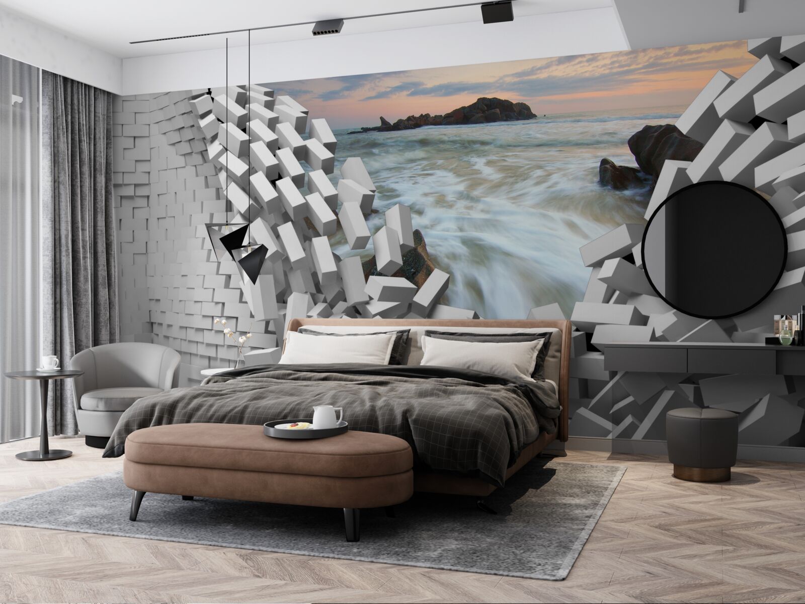 Fototapeta abstrakcyjna ściana jest zniszczona przez fale