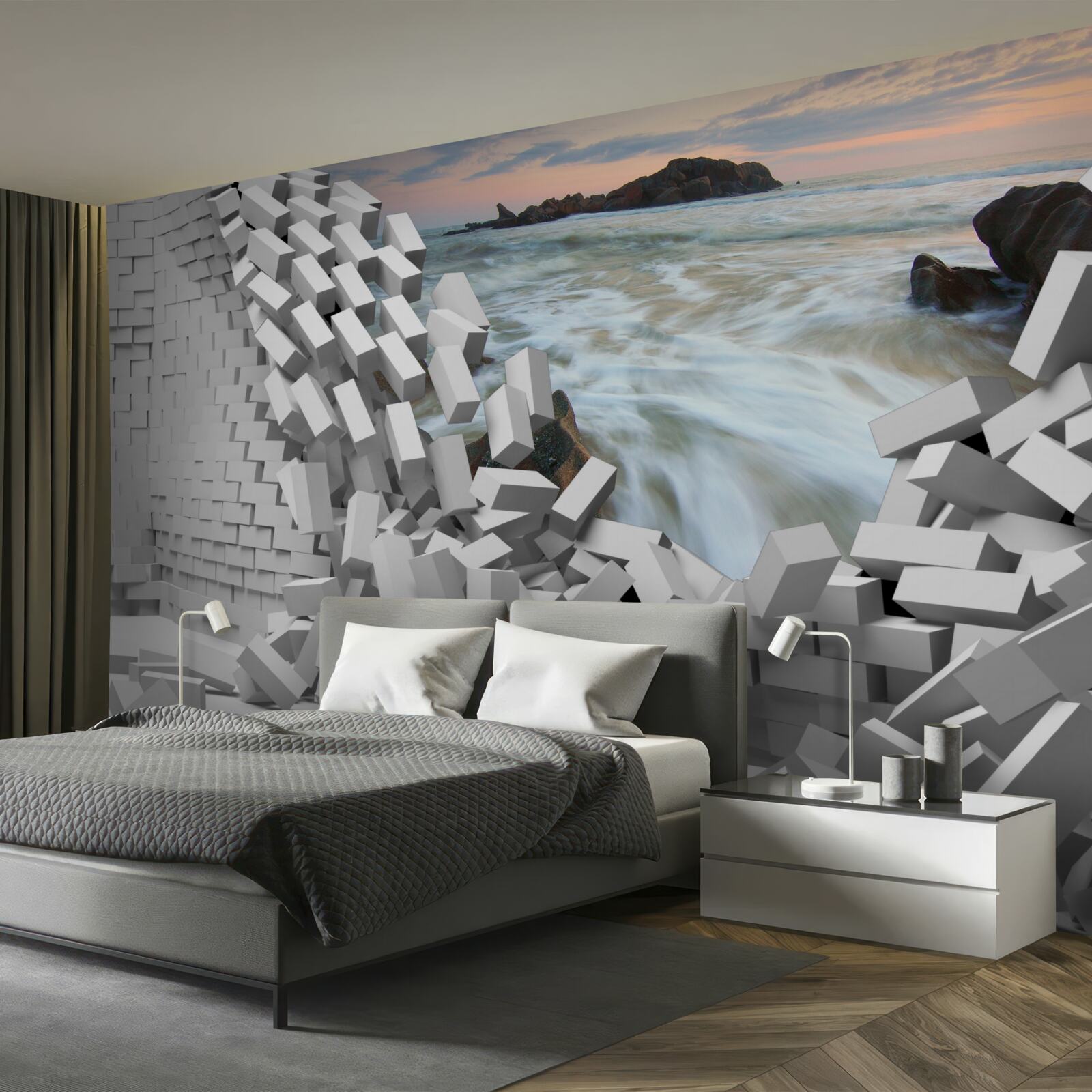 Fototapeta abstrakcyjna ściana jest zniszczona przez fale