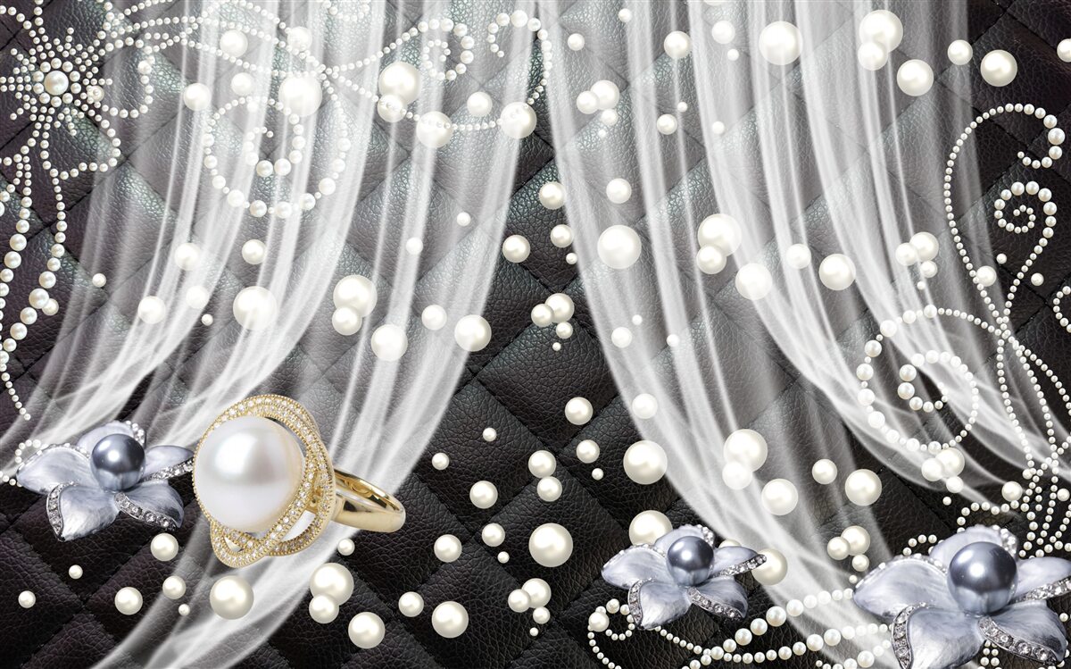 Fototapeta tiulowy wysadzany białymi diamentami