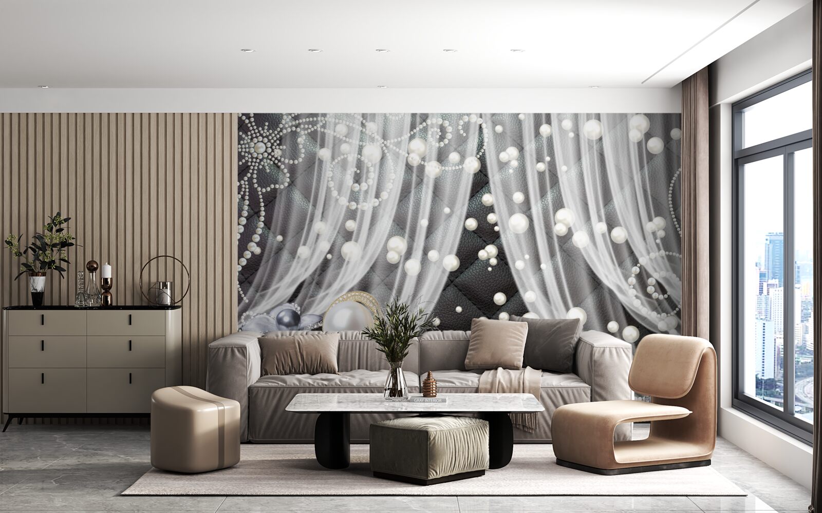 Fototapeta tiulowy wysadzany białymi diamentami