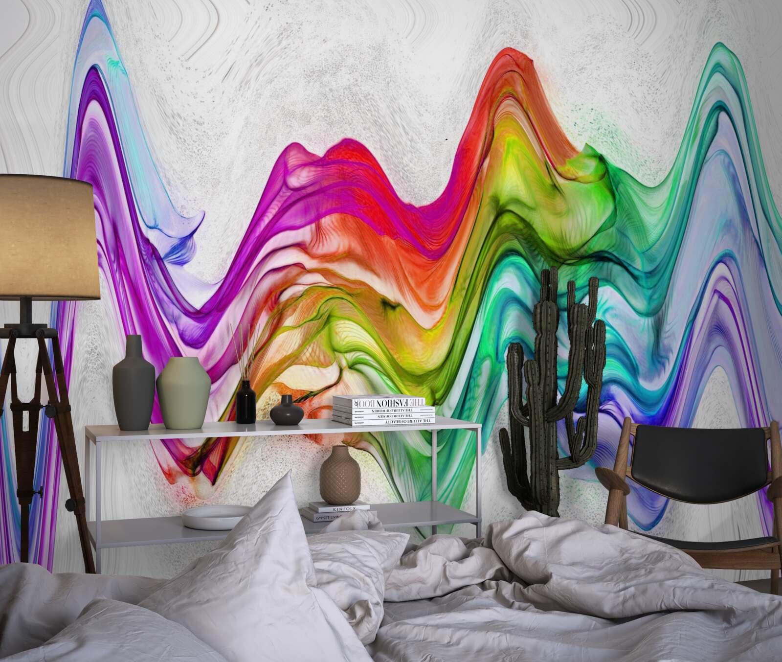 Fototapeta fala dźwiękowa połączona z jasnymi liniami