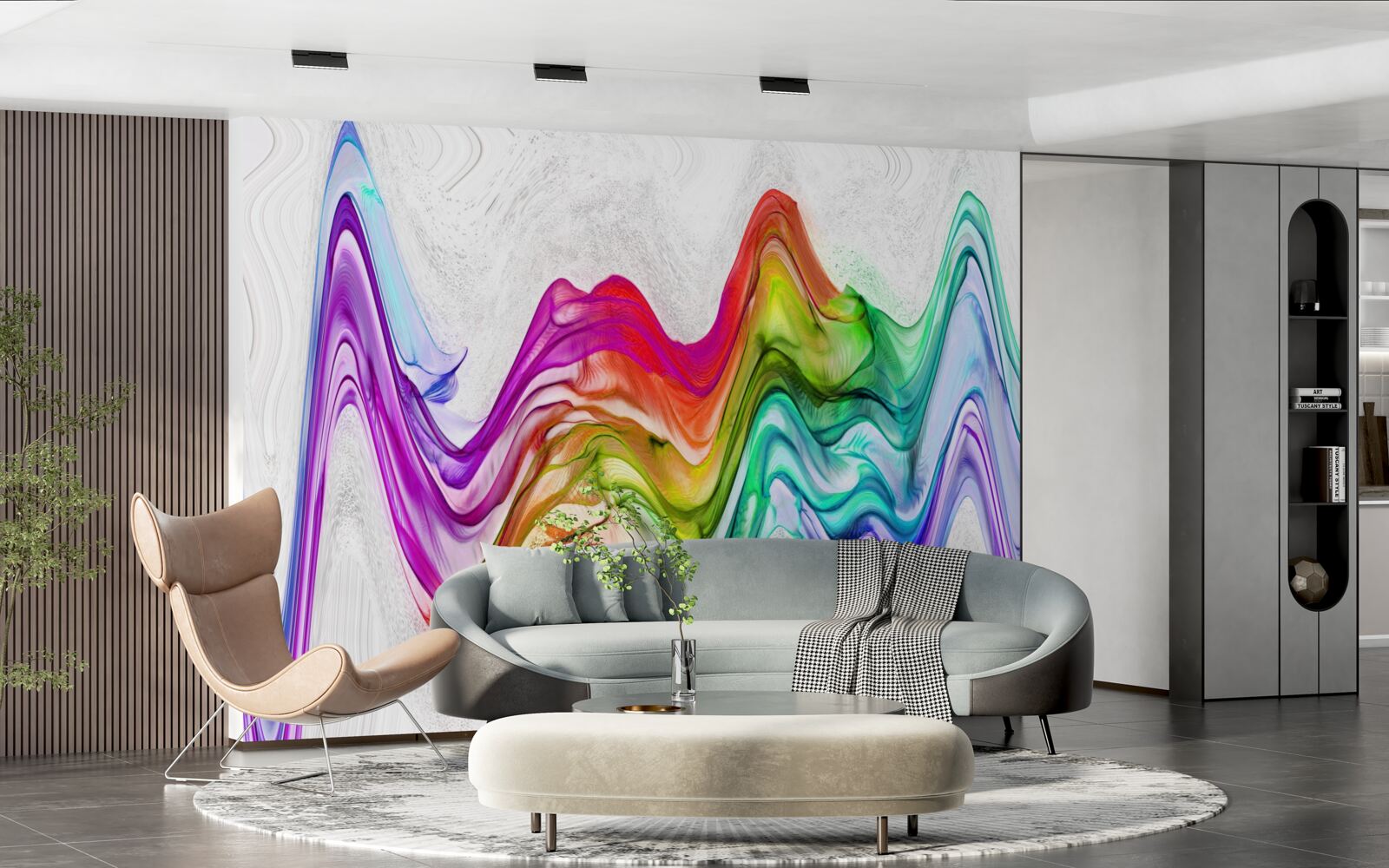 Fototapeta fala dźwiękowa połączona z jasnymi liniami