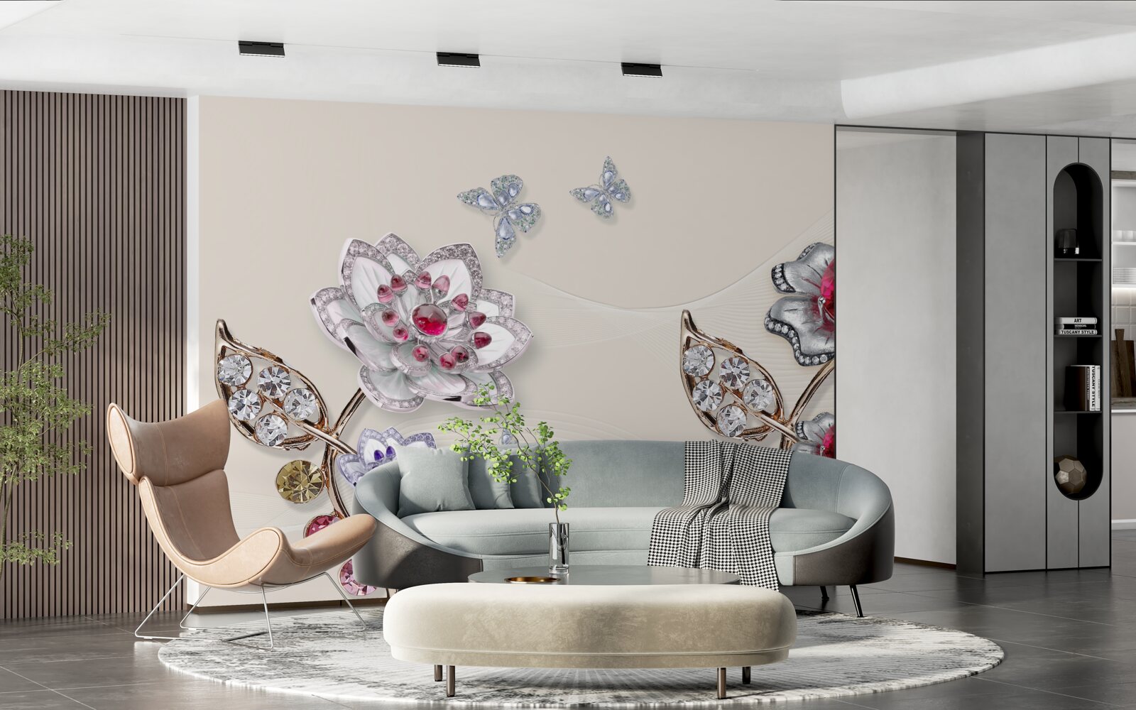 Fototapeta złote kwiaty ozdobione drogimi kamieniami zachwycają swoim pięknem