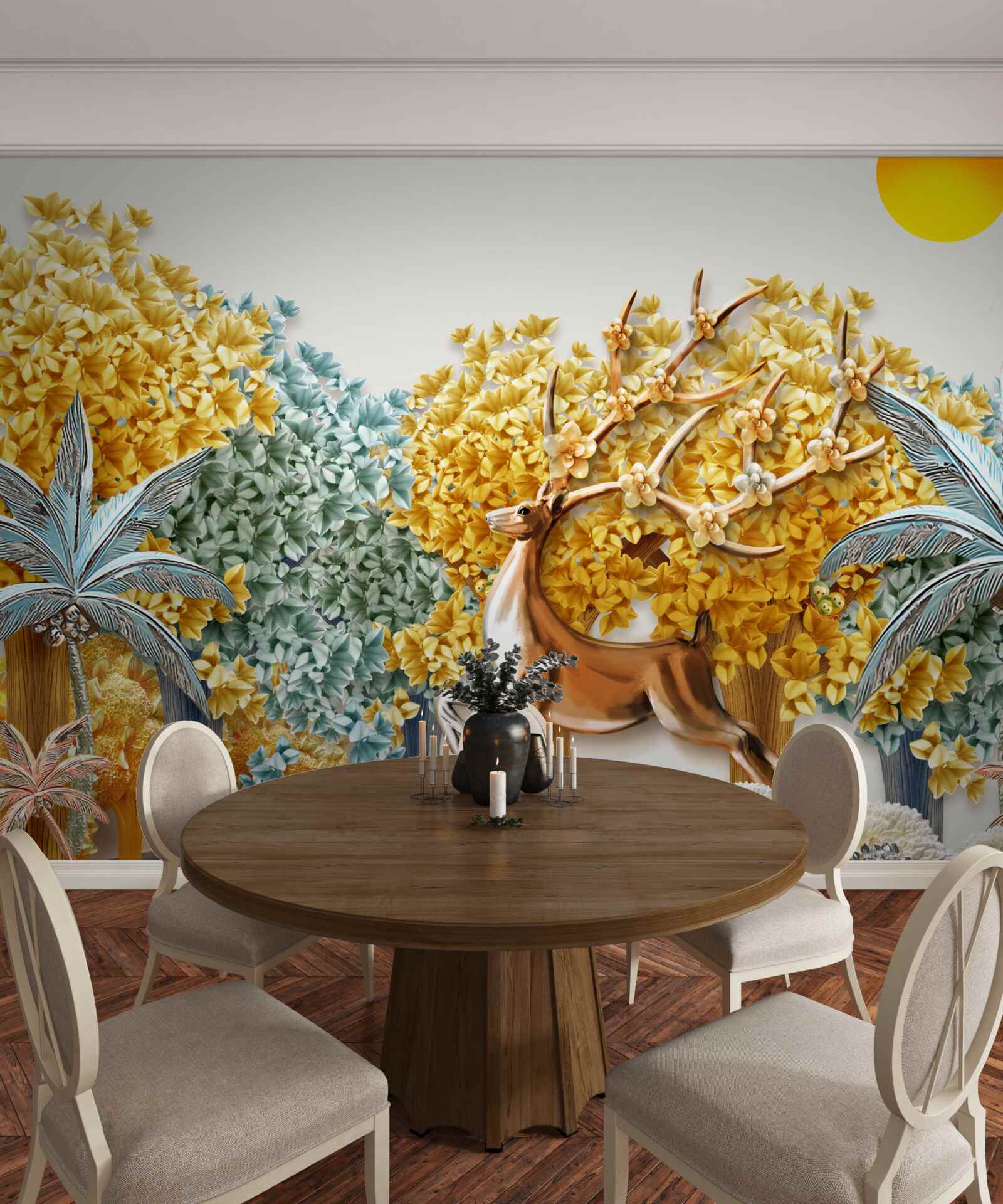 Fototapeta skok jelenia w tropikalnym lesie