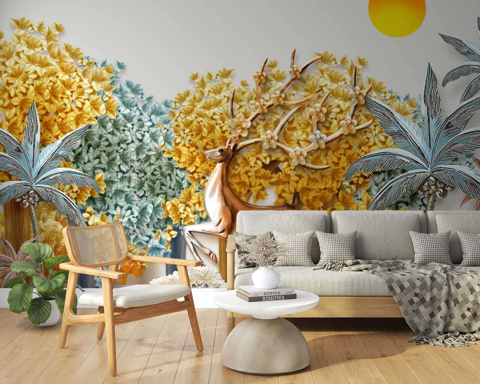 Fototapeta skok jelenia w tropikalnym lesie